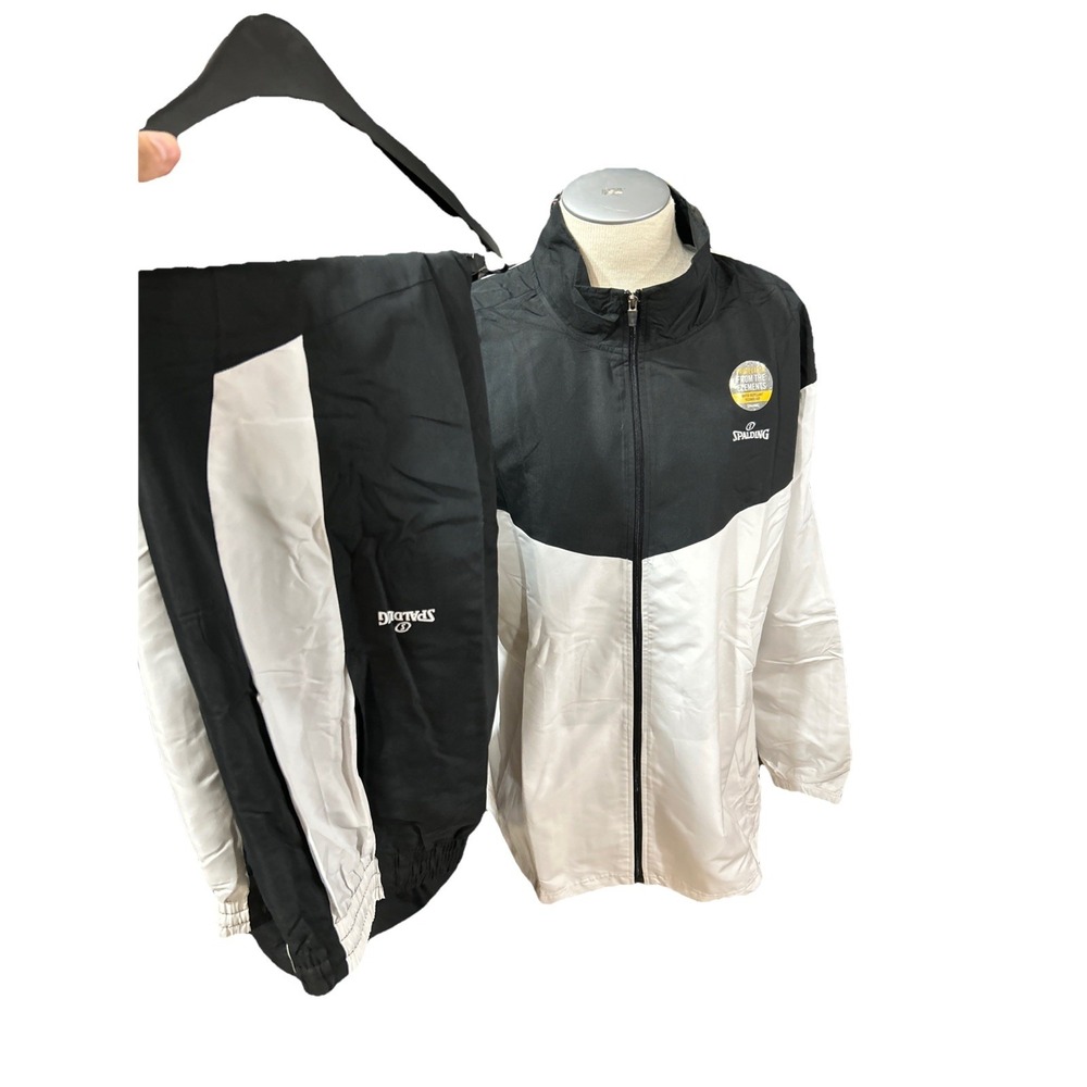 Spalding Track 2 Piece Set Windbreaker Mens XXL Black White Running